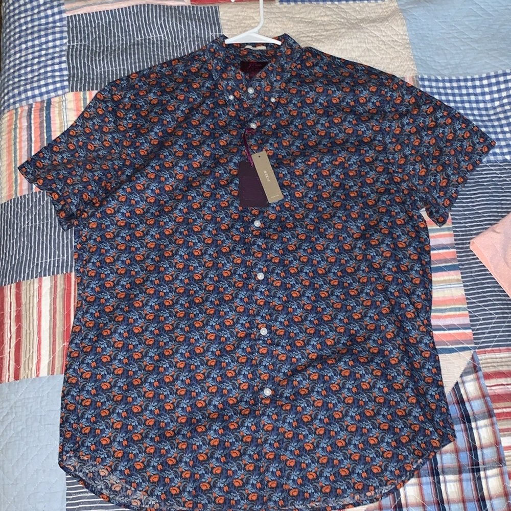 J.Crew men’s short sleeve shirt purple/orange size large